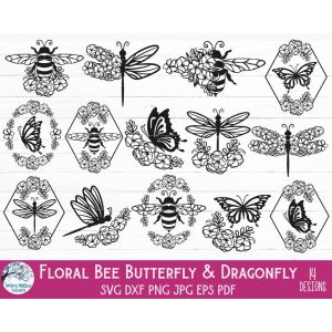 Bee Butterfly Dragonfly Bundle Cut File