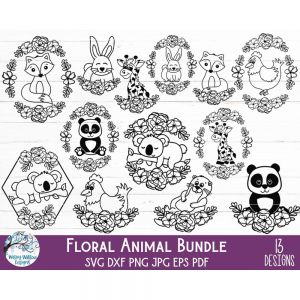 Floral Animal Bundle3 Cut File