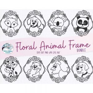 Floral Animal Frame Bundle Cut File