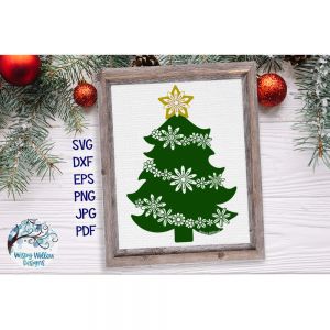 Floral Christmas Tree Cut File