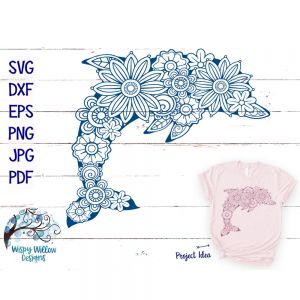 Floral Dolphin Cut File