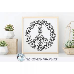 Floral Peace Sign Full Cut File