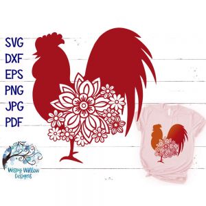 Floral Rooster Cut File