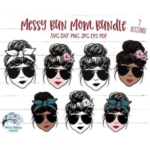 Messy Bun Mom Bundle Cut File