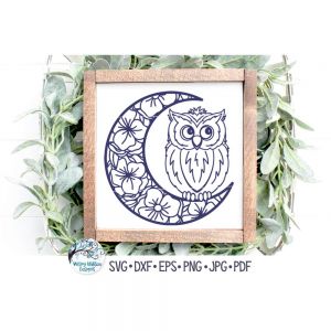 Owl Floral Moon Cut File