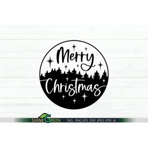 Merry Christas Round Sign SVG - Christmas Ornament Cut File