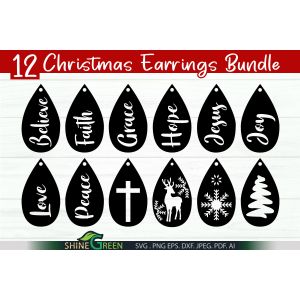 Christmas Earrings SVG Bundle Cut File