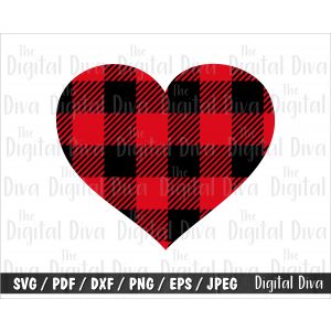 Buffalo Plaid Heart Cut File