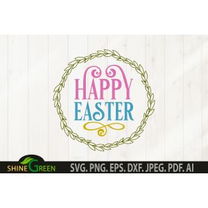 Happy Easter Round Sign Cut File