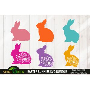 Floral Easter Bunnies Bundle Cut File