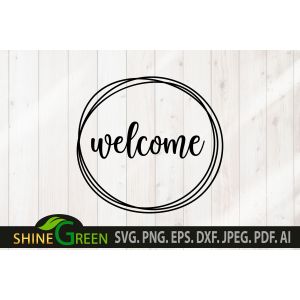 Welcome Round Sign Cut File