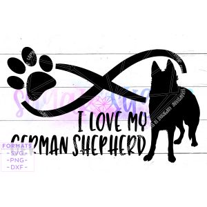 I Love My German Shepherd Dog Cut File