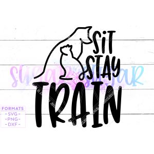 Sit Stay Train Dog Obedience Cut File
