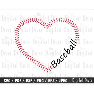 Baseball Heart Stitching Cut File