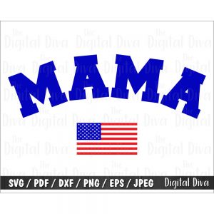 Mama Usa Flag Cut File