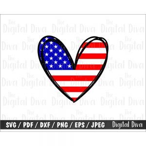 American Flag Heart Cut File