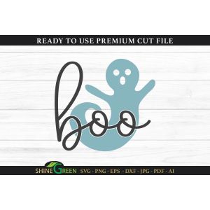 Boo Halloween Round Sign Cut File