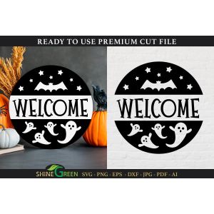 Welcome Boo | Halloween Round Sign Cut File
