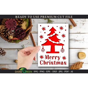 Merry Christmas Card Template Cut File