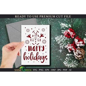 Happy Holidays Card Template Cut File