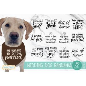 Wedding Dog Bandana SVG Bundle Cut File