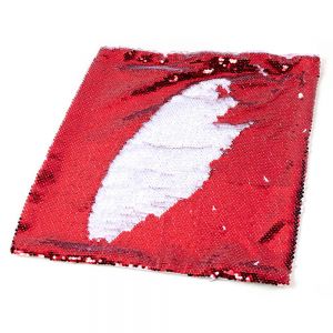 REVERSIBLE RED AND WHITE SEQUIN PILLOW CASE