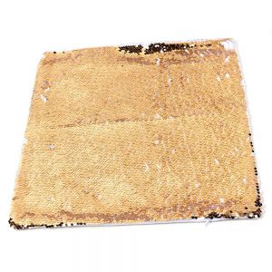 GOLD AND WHITE SEQUIN PILLOW CASE