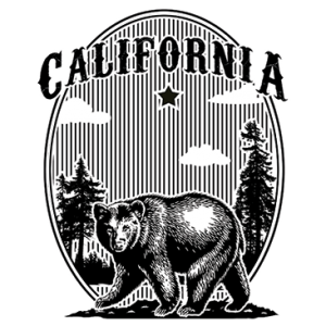 CALIFORNIA BEAR WOODCUT BLACK