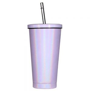 20 oz STAINLESS STEEL SPARKLE CUP WITH STRAW - PURPLE