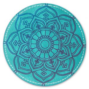 ROUND LEATHER COASTER -GREEN