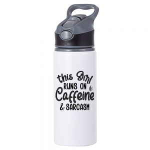 20oz ALUMINUM WATER BOTTLE WITH STRAW - BLACK