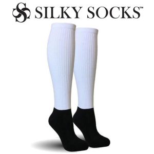 SILKY SOCKS - KNEE HIGH ATHLETIC SOCKS-WHITE WITH BLACK INTERIOR
