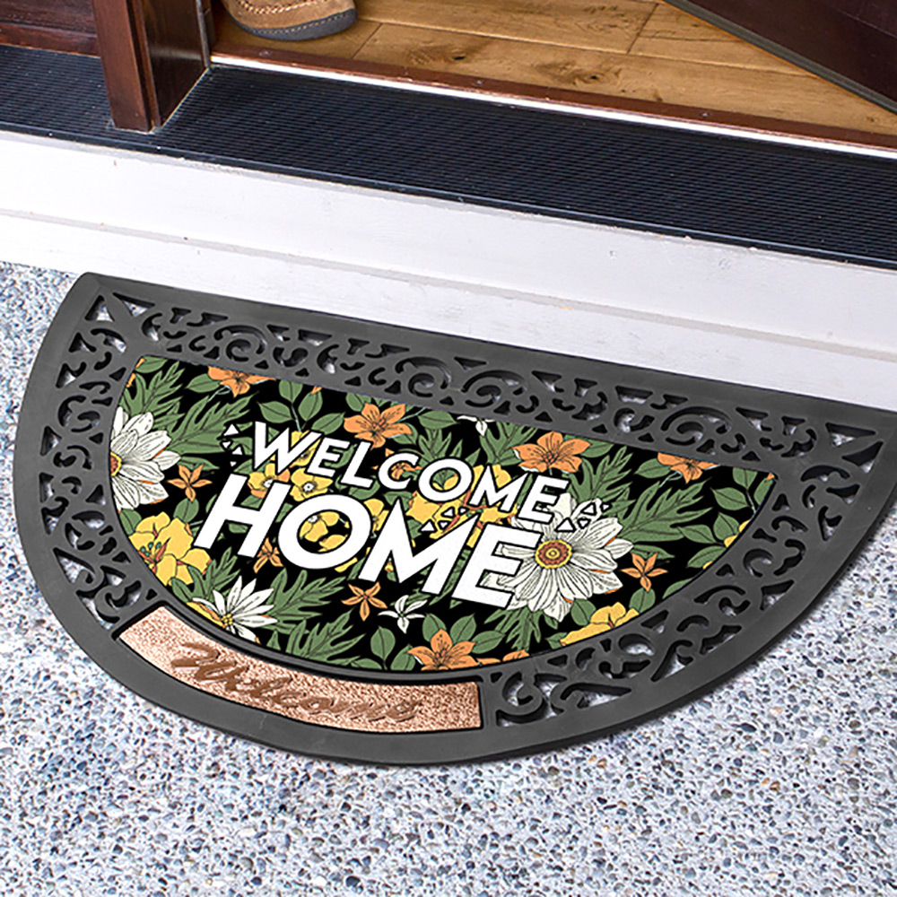 RUBBER AND FELT DOOR MAT HALF ROUND